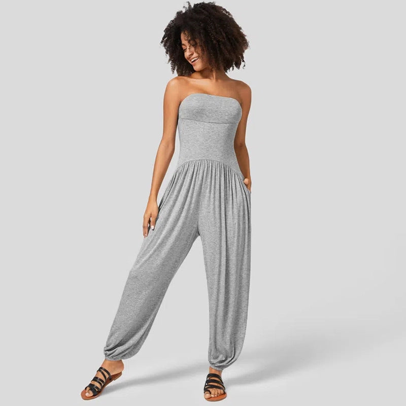 Summer Solid-color Casual Jumpsuit