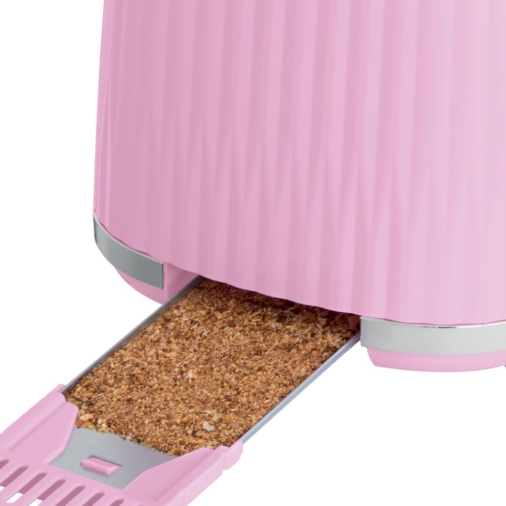 Russell Hobbs 2 skivor (6 rostningsnivåer, höglyftsfunktion, inställningar för fryst bröd, uppvärmning och stoppfunktion, uppvärmningsgaller ingår, texturerad exteriör) Eden Rosa 27372-56