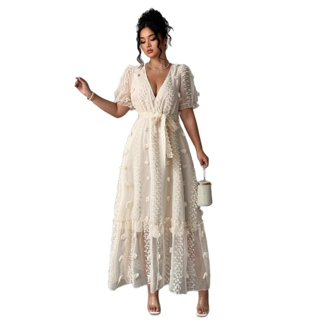 Womens Embroidered Halterneck Backless Split Dress