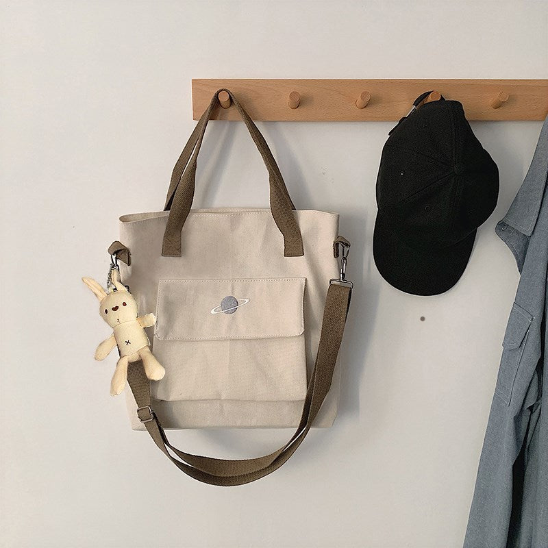 Planet ins canvas bag female student Korean crossbody bag