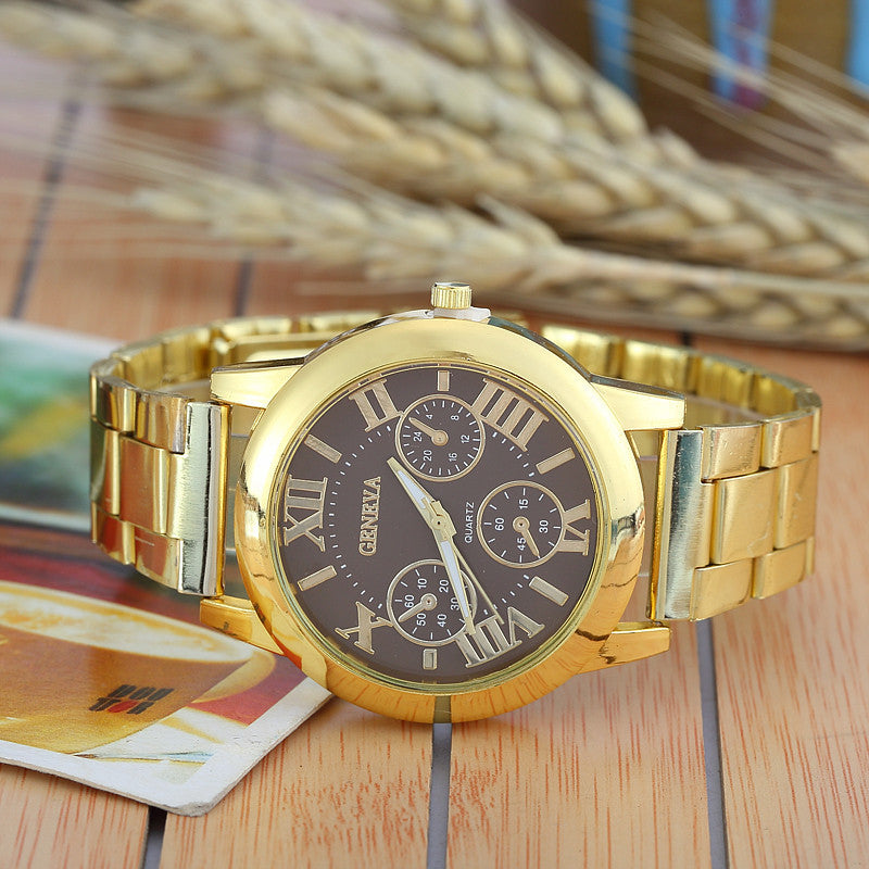 Quartz watch with steel strap