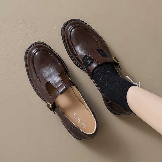 Women's Commuter French Platform Leather Shoes