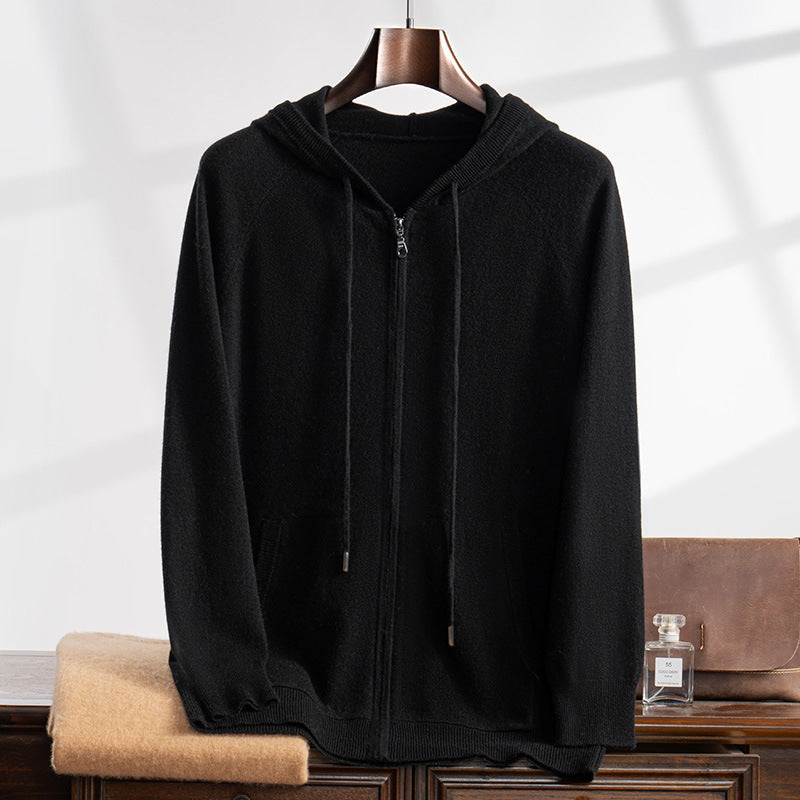 Zip-up strikcardigan i cashmere til mænd
