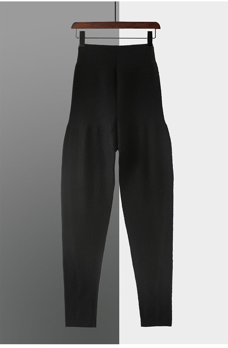 Efterårs- og vinter-dameuld-bukser varme ni-punkts leggings