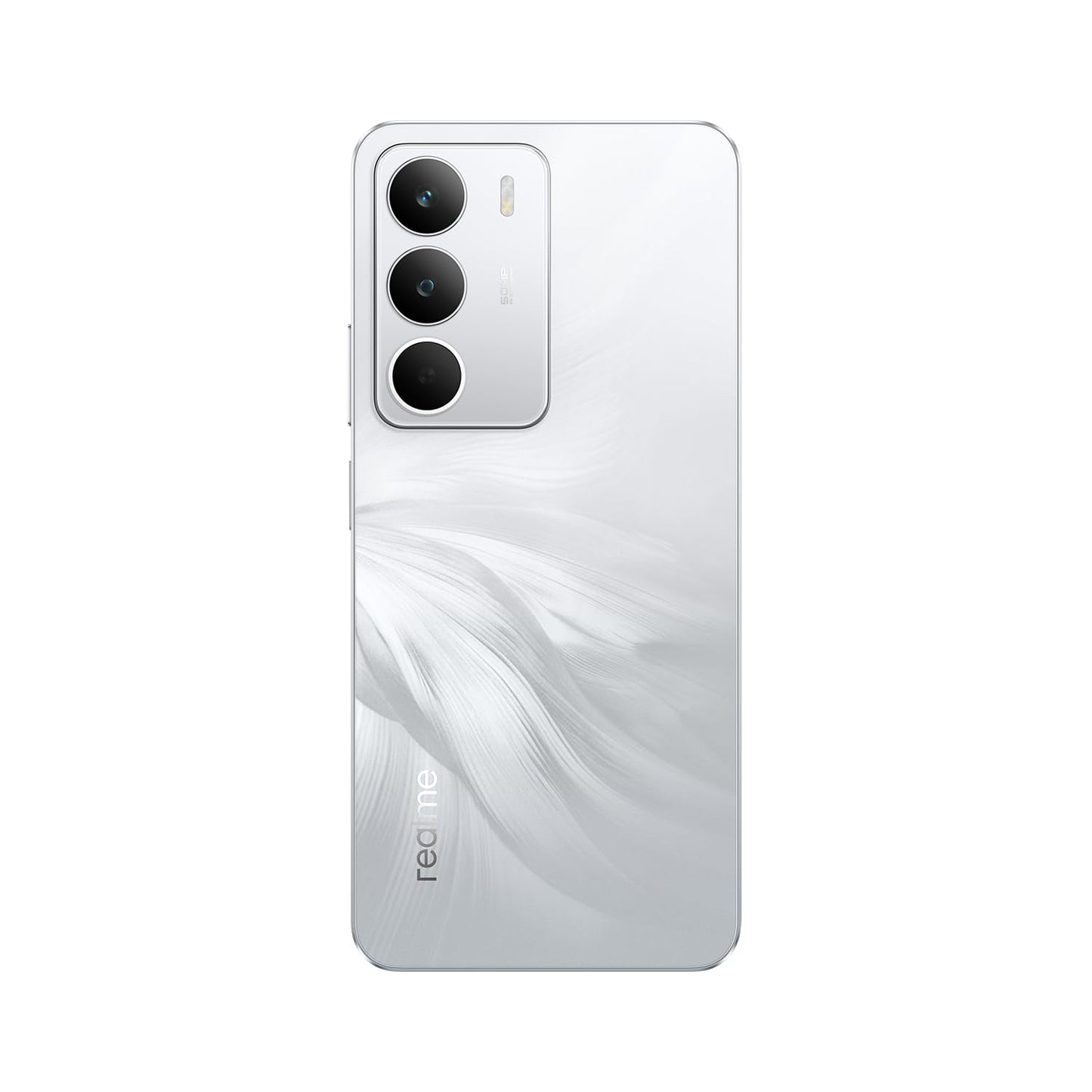 realme C71 5G smartphone, 6 + 128 GB, 6 000 mAh batteri, 45 W laddning, Octa-Core chipset, 50 MP AI-kamera, 24 GB dynamiskt RAM, 120 Hz skärm, grad stötdämpning, daglig vattenbeständighet, vit svan