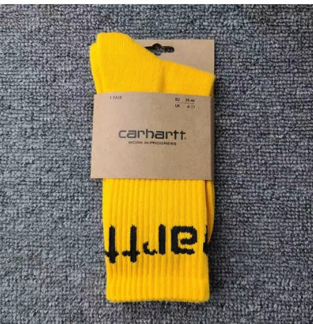 Gold Embroidered Sports Style With Letters Socks