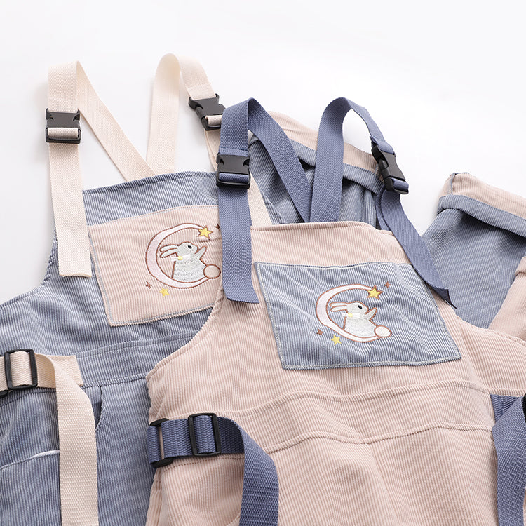 Corduroy Overalls Loose High Waist Straight Sweet