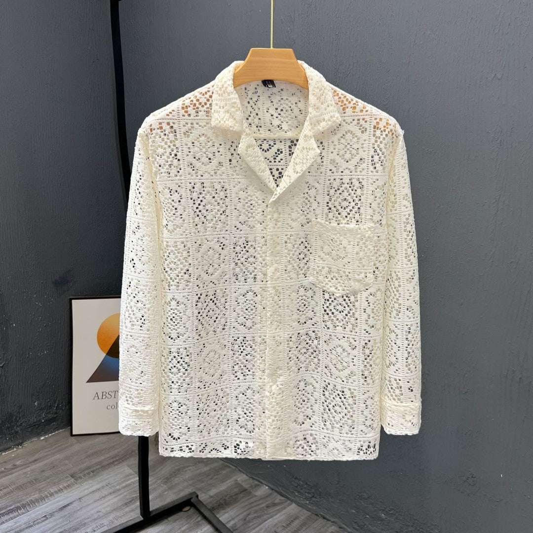 Long Sleeve Hollow Design Thin Cool Breathable Shirt