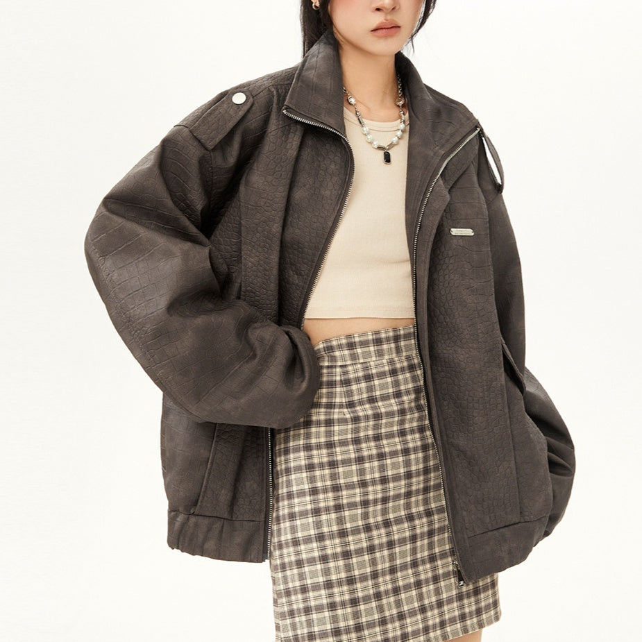 American Retro Papels PU Leather Motorcycle Coat Fashion