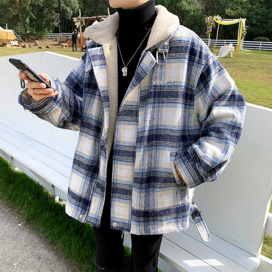 Winter Retro Warm Cotton-padded Jacket Handsome Loose Student Coat Men