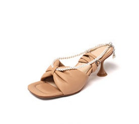 Elegant Bowknot Pearl Chain Summer New Stiletto Sandals Women