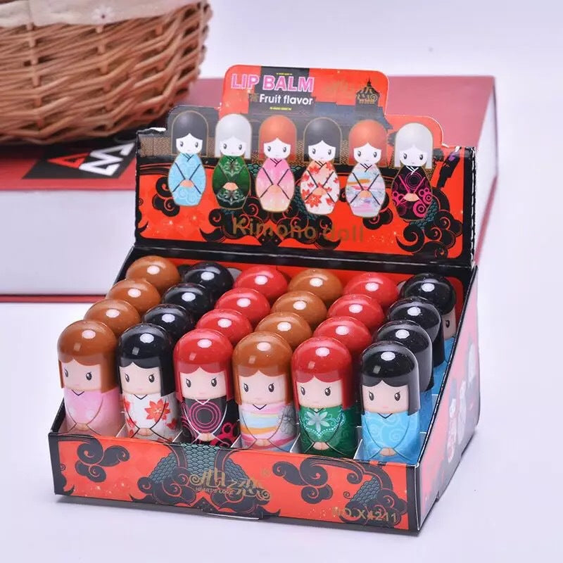 Japanese Doll Lip Balm 24 Packs Cute Moisturizing