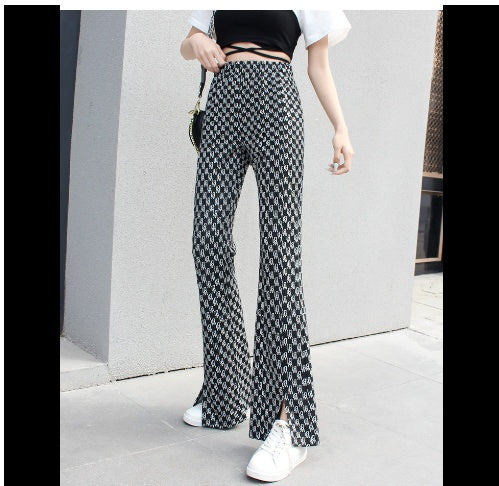 Designed High Waisted Printed Letters With Slits