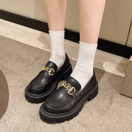 British Retro Style Round Toe Shoes