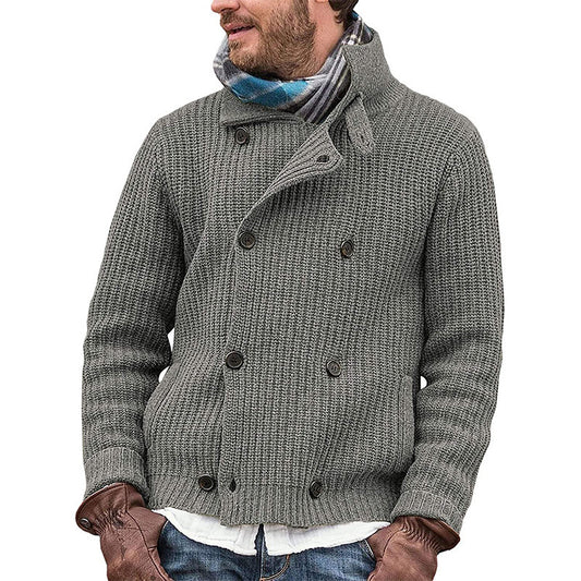 Knitted Coat Multicolor Cross-border Double-breasted Sweater
