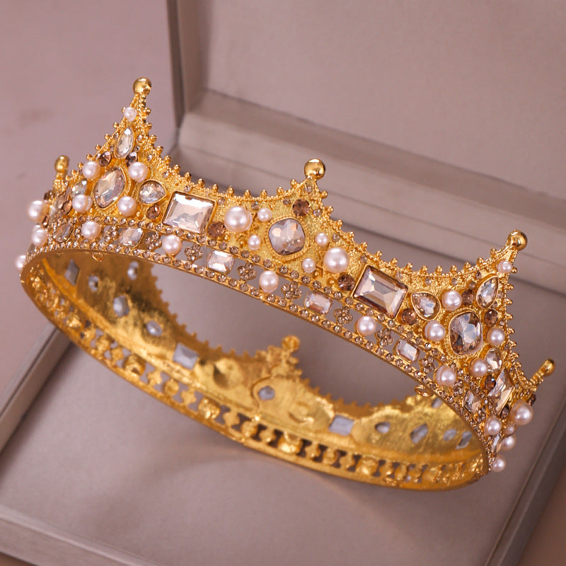 Crown headdress full circle diamond pearl New Retro