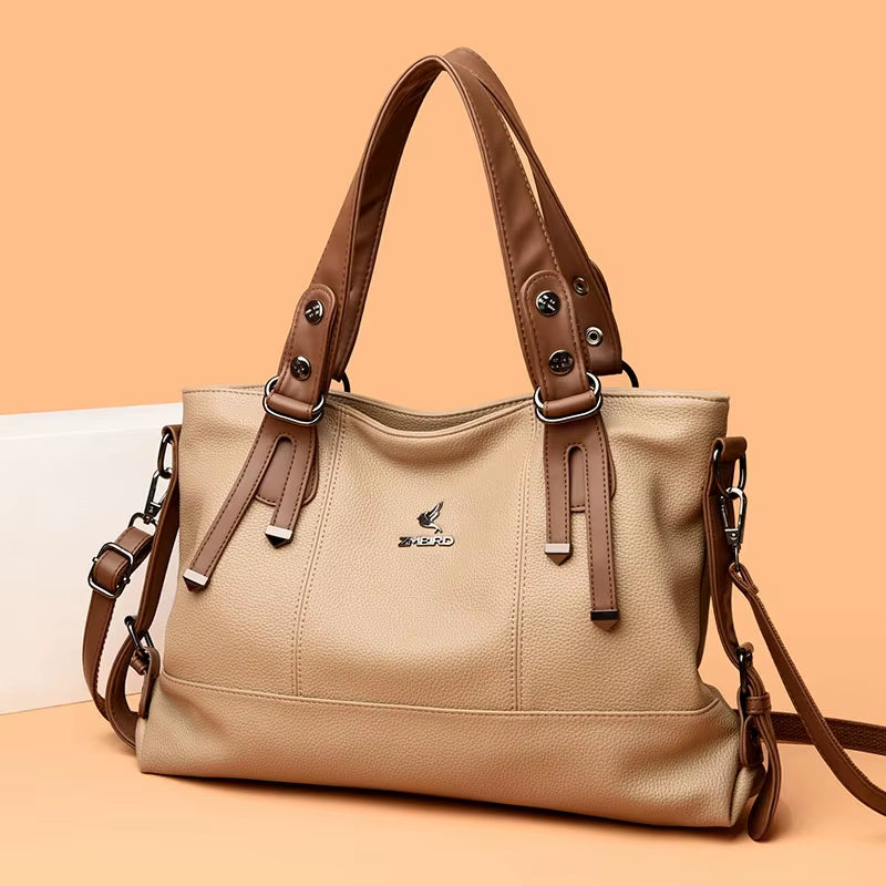 Designer Leather Crossbody Handbags for Women - Luxury Large Capacity Shoulder Tote Bags