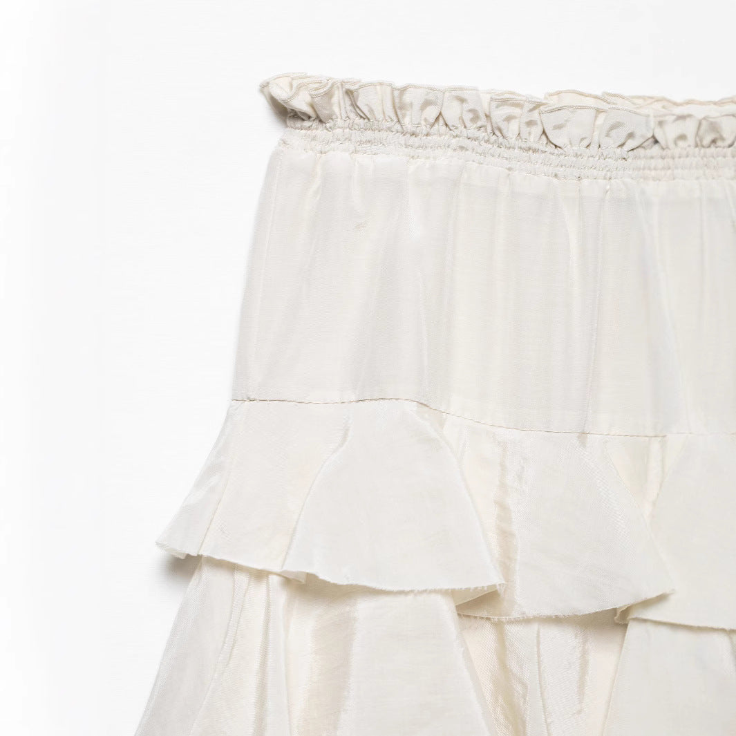 Women's Tiered-ribbon Decorated Cake-style Midi Skirt