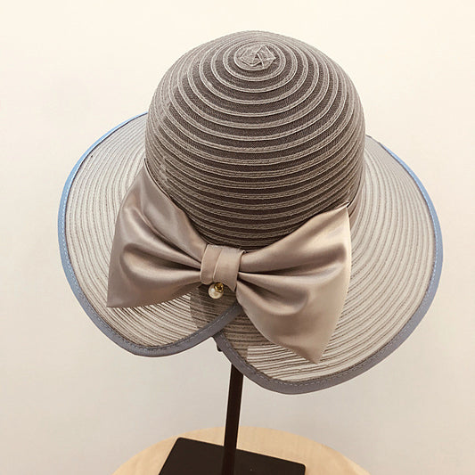 Pearl Bow Vintage Beach Fisherman's Straw Hat