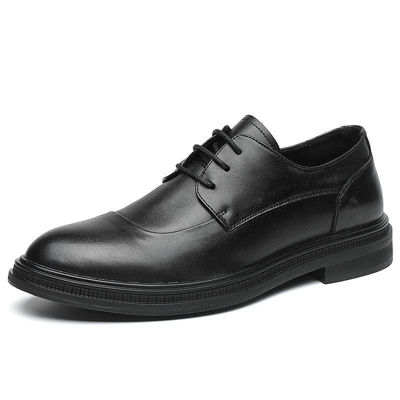 Men's Leather Soft Bottom Pointed Toe Lace-up Shoes