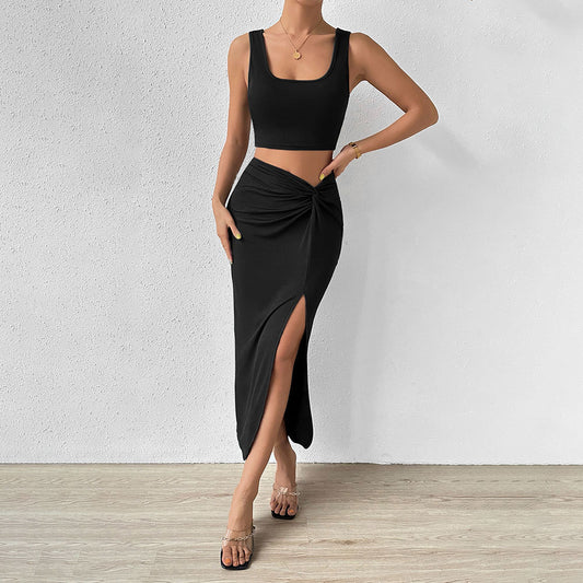 Sleeveless Vest And Skirt Two-piece Set