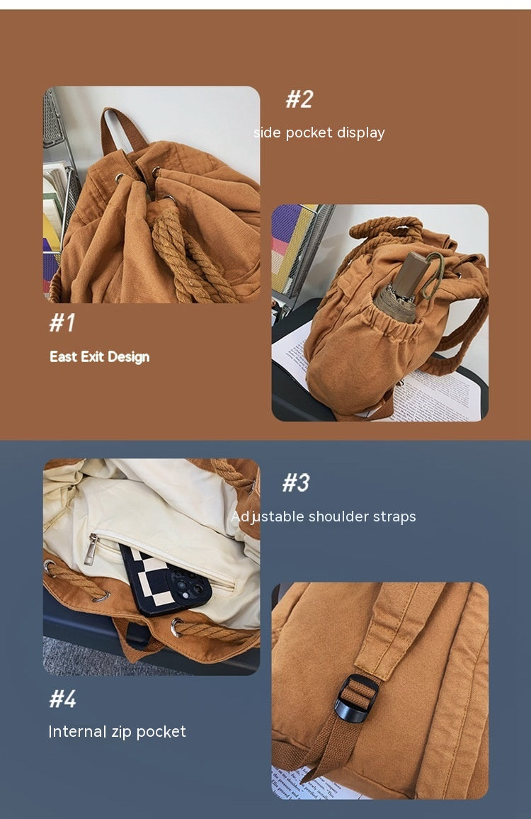 Backpack Canvas Drawstring Backpack Simple Travel Large Capacity Computer Bag