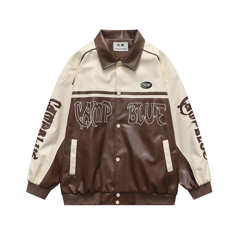 American Retro Alphabet Embroidered Lapel Baseball Uniform