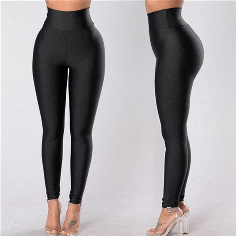 Ladies Casual High Waist Elastic Waist Pencil Pants