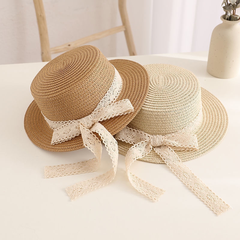 Lace Bow Ribbon Straw Hat