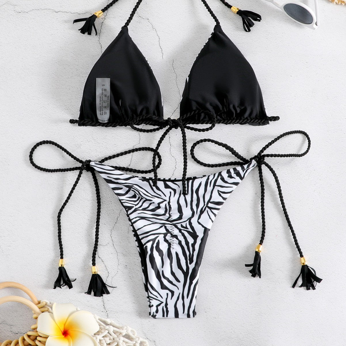 Women's Casual Printed Strappy Tassel Two-Piece Swimsuit
