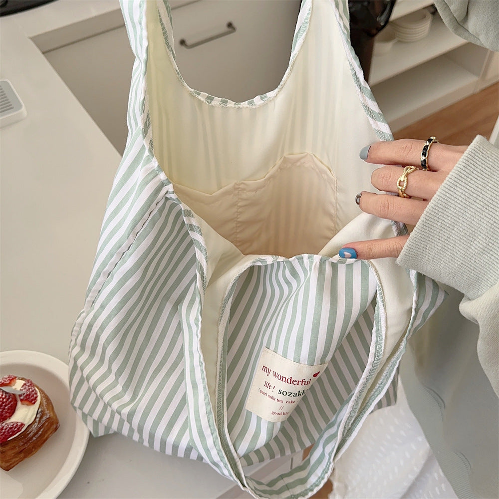 New Large Capacity Striped Canvas Bag Women