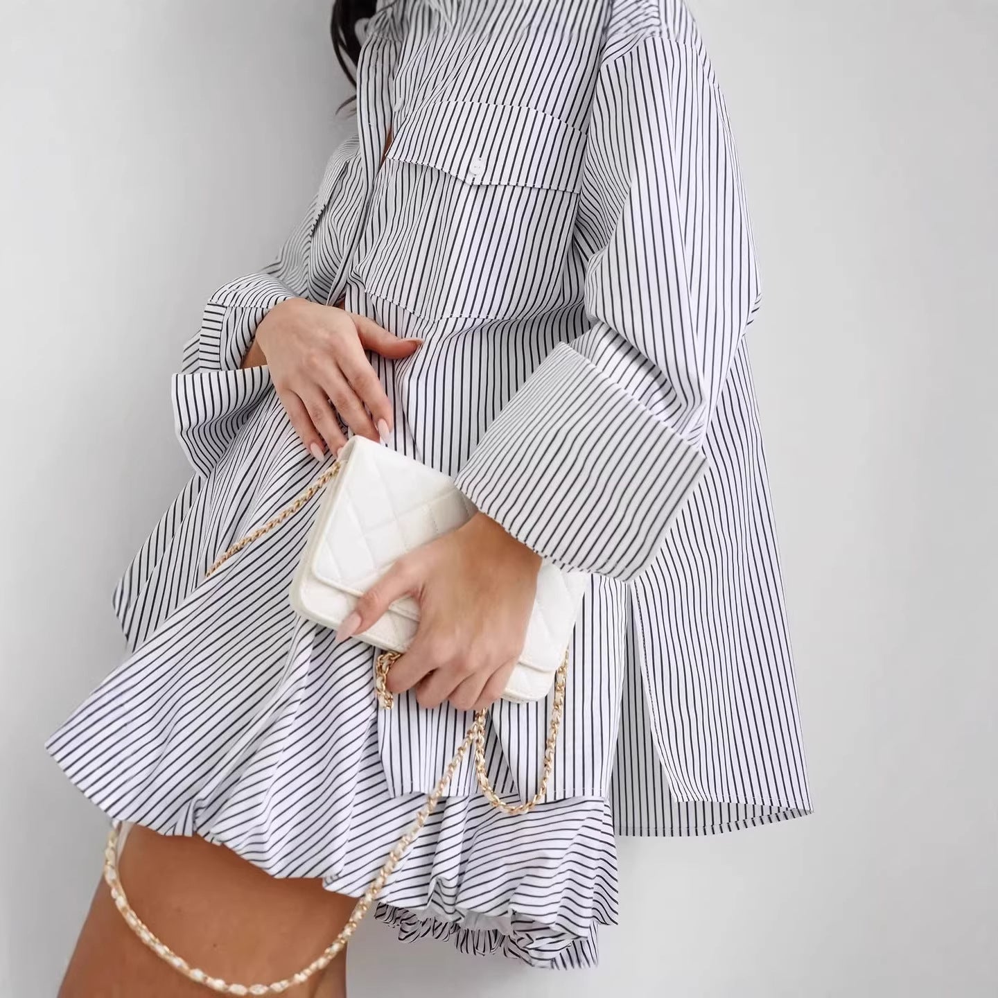 New Commuter Casual Simple Striped Set