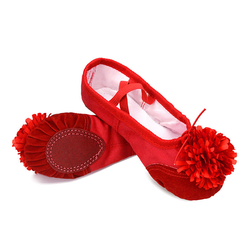 Children's Flat-bottomed Exercise Flower Ballet Shoes