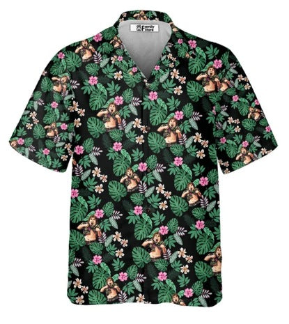 Fiber Men's Short-sleeved Shirt Stretch Printed Shirt