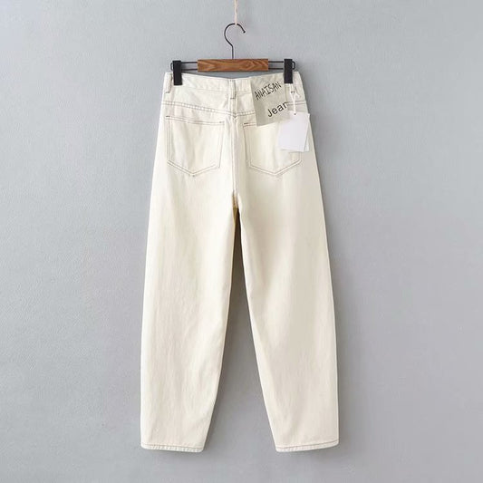 Ladies topstitch contrast jeans