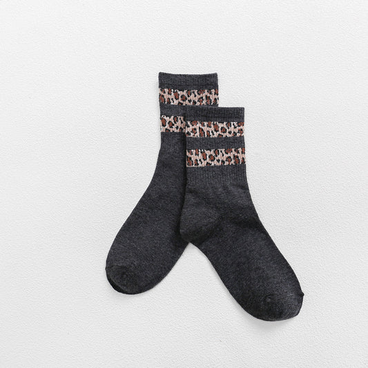 Female Socks Leopard-print Cotton Pure Stockings