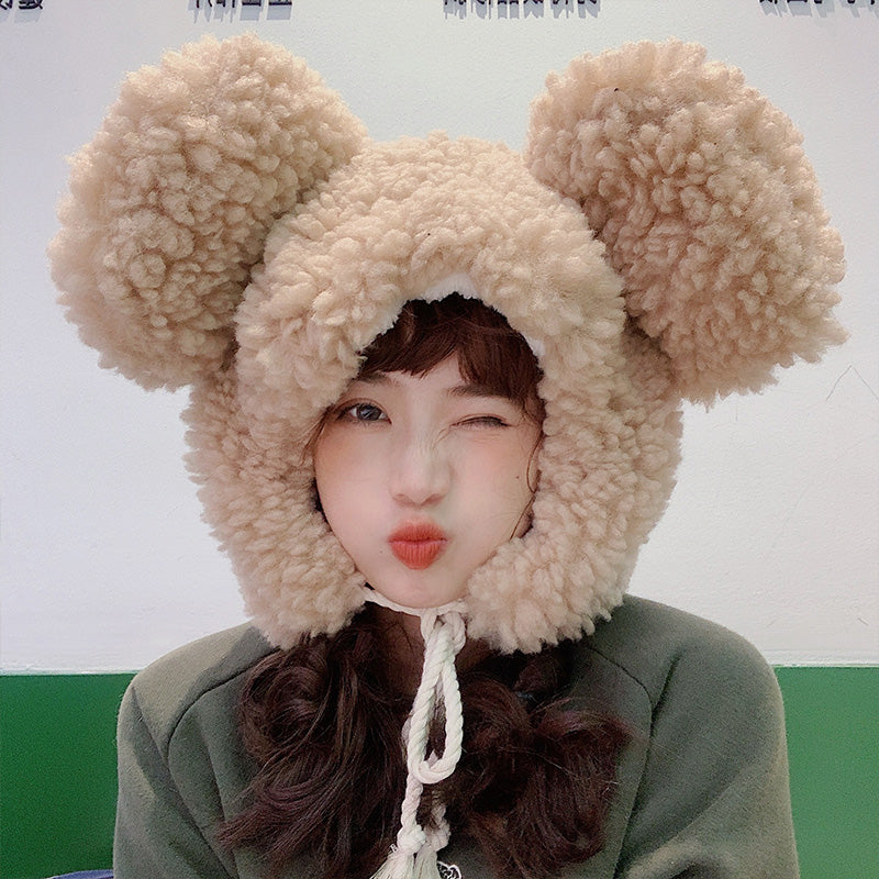 Ladies Fashion Cute Big Plush Ski Hat
