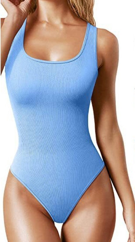 Women's U-neck Sleeveless Vest Tight Jumpsuit