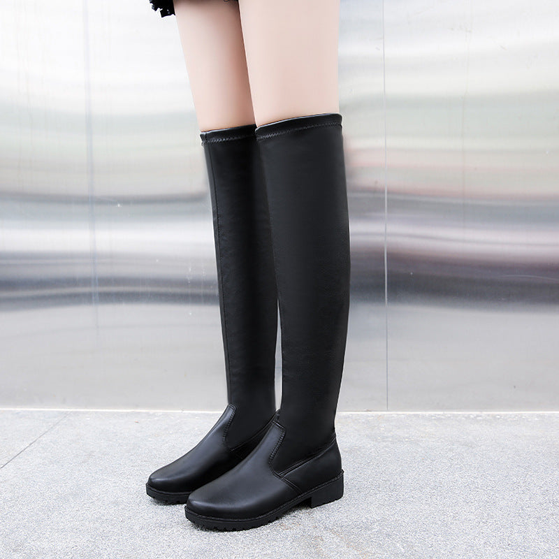 Over-the-knee Boots Women's Low-heeled High-top Elastic Boots