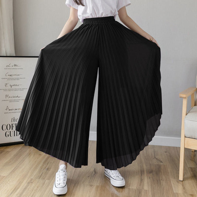 Loose-fitting Pleated Chiffon Wide-leg Women's High Waist Straight Skirt Pants