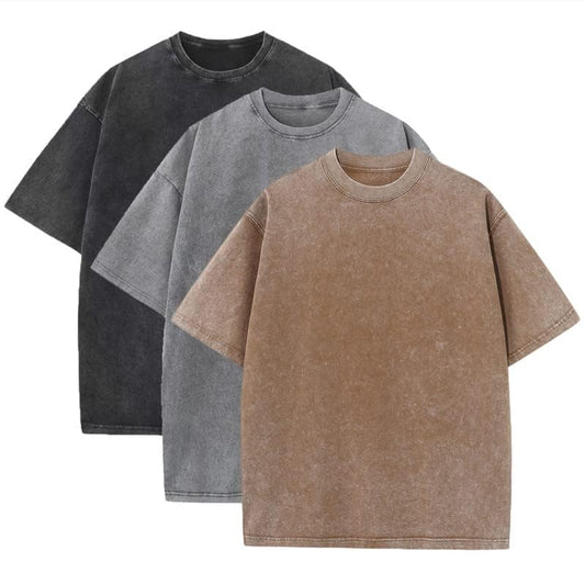 3 st herr överdimensionerad tung bomull sommar t-shirts vintage t-shirt lös passform kortärmad casual t-shirts för män kvinnor
