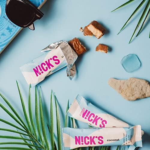 NICKS Coconut Keto Choklad Kokosbar Utan Tillsatt Socker 175 Kalorier, 2 Net Carbs, Low Carb Snack Bar Glutenfri Godis (15 Chokladbars x 40g)