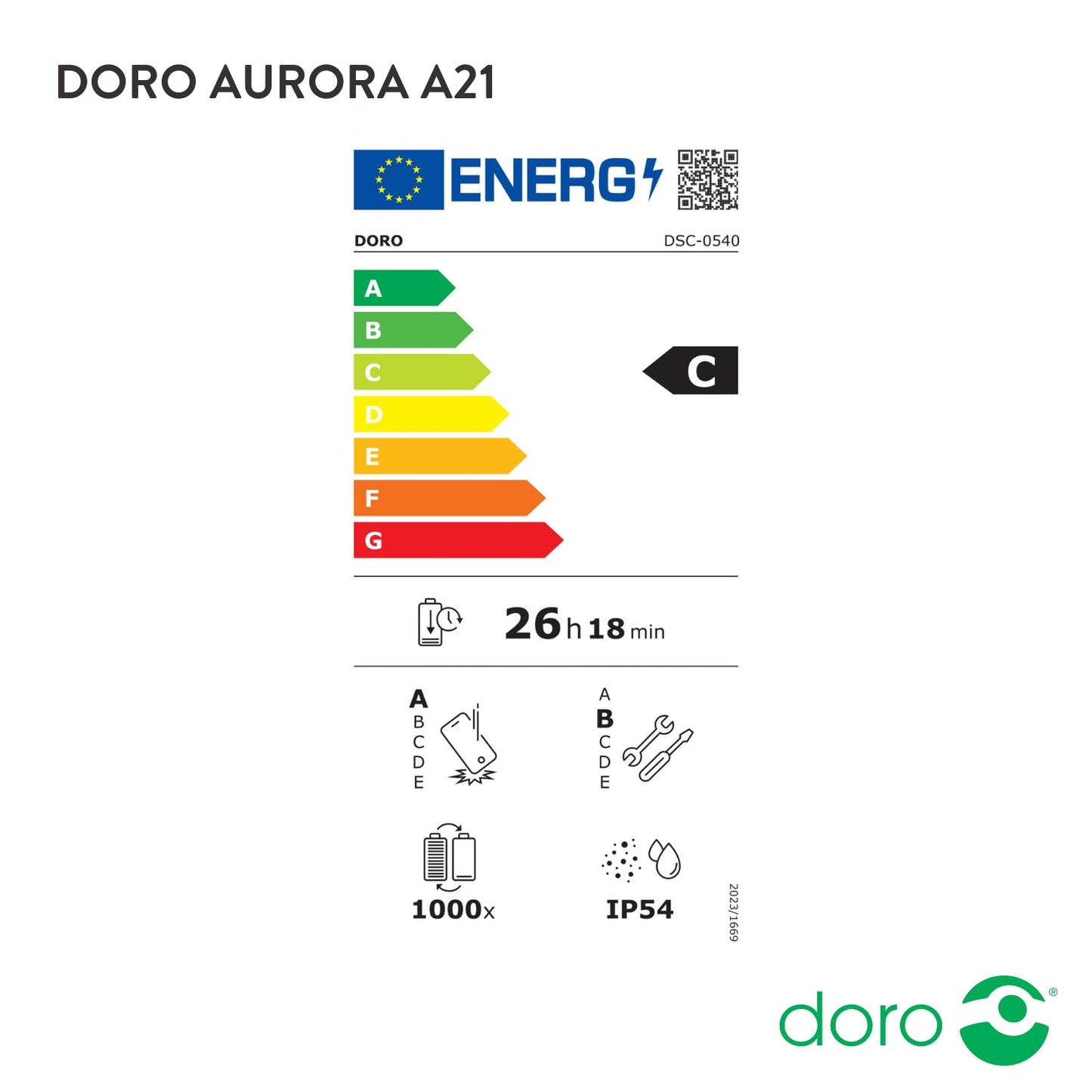 DORO – Vikbar Smartphone Doro Aurora A21 – Seniortelefon – Lätt att Använda – Assistansknapp med GPS-positionering – Kompatibel med Hörapparater – USB-kabel ingår – Vit