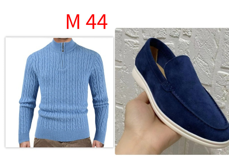Men's Zipper High Collar Pullover Sweater