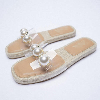 Open-Toe Jute Flat Platform Sandals