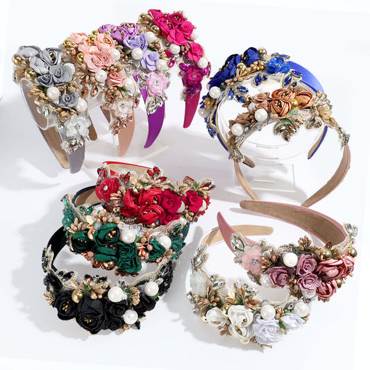 European And American Style Baroque Heavy Industry Rhinestone Pearl Headband