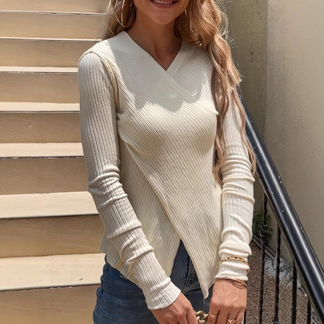 Irregular Cross Knitted Sweater Bottoming Shirt