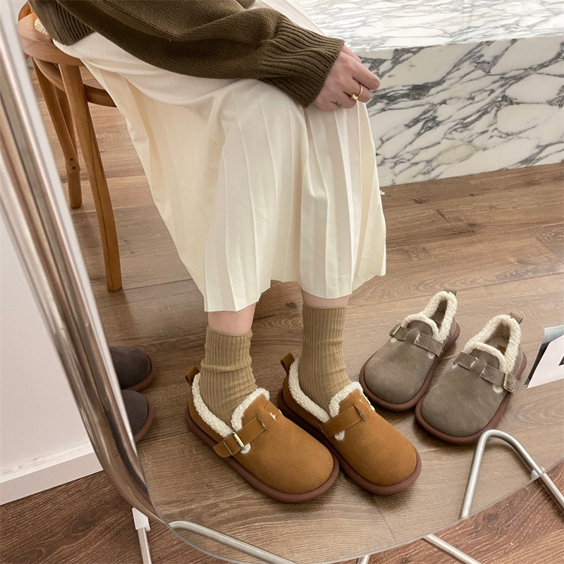 Women's Warm Beanie Shoes With Velvet In Winter