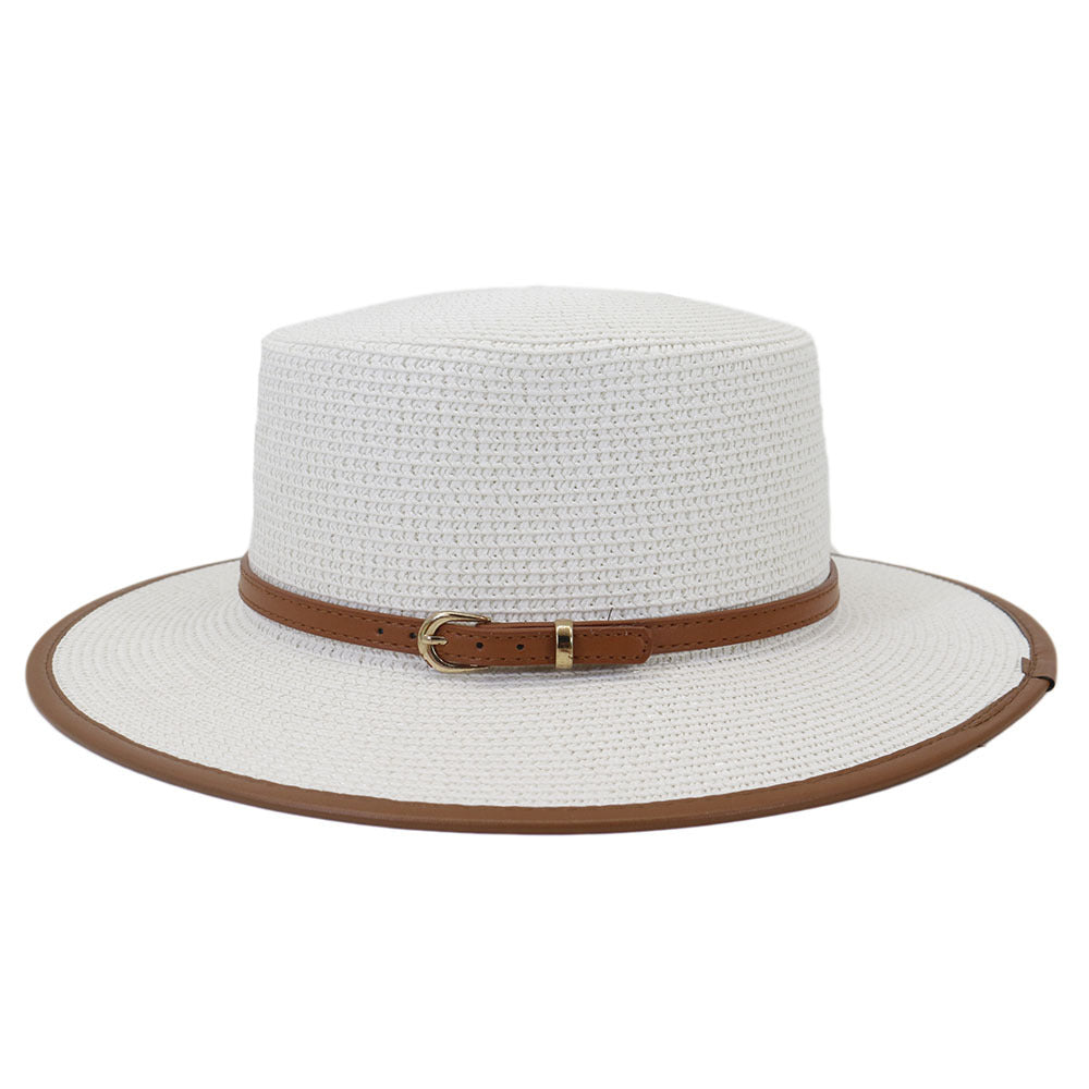 Belt Buckle PU Covered Sun Hat Ladies Protection