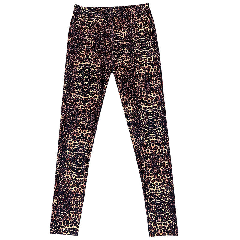 Forår Og Sommer Mælkesilke Trykte Leggings Til Kvinder